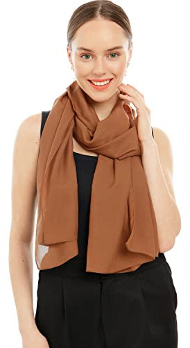 Chiffon Schal Damen Hellbraun - Seidenweich und Federleicht - Eleganter Halstuch Schal - Polyester Tuch Halstuch Damen Frühling Sommer - Pflegeleichtes Schaltuch - Damenschal Leicht (Hellbraun)