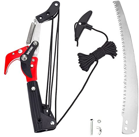 BAYTORY Extendable Tree Pruner Saw Head Without Pole, High-Altitude Branches Trimmer Pruning Shears, Harvester Clipper for Plant Twig Vine, Labor-Saving 4 Wheels Garden Trimming Tool