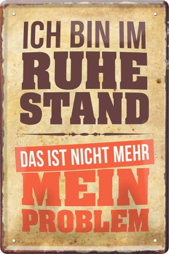 schilderkreis24 – Blechschild Lustiger Spruch “Ich bin im Ruhestand“ Deko Oma Opa Geschenkidee Mann Frau 20x30cm