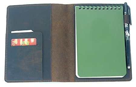 JJNUSA Lederbezug Kompatibel mit Rite in the Rain Spiral Notebooks Wasserdichte Notizblock Echtlederbezug für gebundene Notizbuchbezüge 4 x 6, Dark Brown