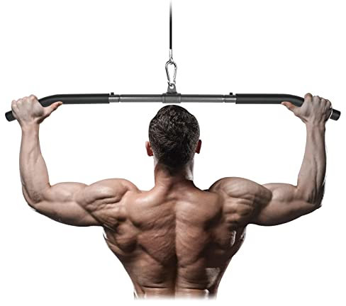 LAT Pull Down Bar, 94cm Detachable Lat Pull Down Attachment with Swivel Joint Cable Machine Attachment Lat Pull Down Bar for Triceps Exercise Muscle Training (37 in)