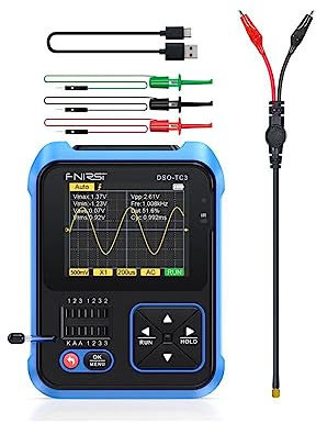 lmoikesz DSO-TC3 Tester Portable Digital Oscilloscope 3-in-1 Multimeter Signal Generator Capacitance Meter 500kHz Bandwidth Transistor, Low Configuration