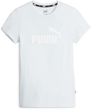 PUMA ESS Logo tee (S) Camisa, Mujer, Azul Helado, M