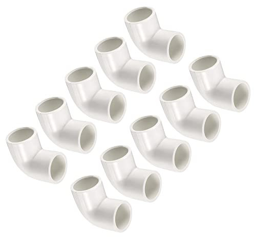 QUARKZMAN 10 Piezas 20mm Interior Diámetro PVC Conector Codo de 90 Grados para Tubería de Agua, DWV Conector de Tubería de Acoplamiento, Kit de Accesorios de Plomería PVC, Blanco