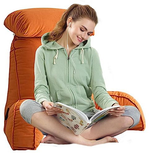 AMZZHAO Lesekissen Lendenkissen Bettkissen für Sofa Bett und Teppich,Rückenkissen Mit Armlehnen,mit Abnehmbarer Nackenrolle,Perfekt für Lesen Entspannen Arbeiten Fernsehen beim Entspannen