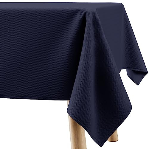 Filumi Tischdecke 120x220 cm Dunkelblau Abwaschbar Für Indoor Outdoor geometrisches Zickzackmuster Verte