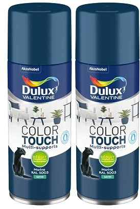 Dulux Valentine Peinture Intérieure et Extérieure Aérosol Color Touch - Satin Marine 400 ml - Lot de 2
