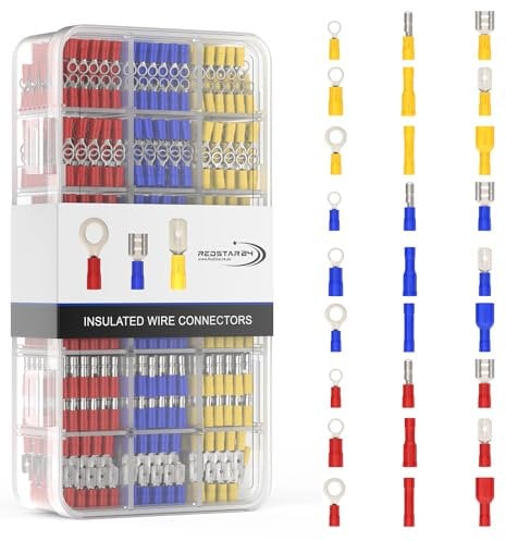 RedStar24 Set de terminales de 700 piezas: Fundas planas, conectores redondos, terminales anulares y conectores de impacto surtidos 0,5-6,0mm² | Kit eléctrico para vehículos, electricidad y bricolaje