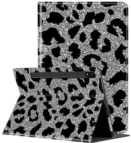 Custodia per Samsung Galaxy Tab S8 Plus 2022/Tab S7 FE 5G 2021/Tab S7 Plus 2020 Tablet da 12,4, staffa multi-angolo con custodia protettiva automatica Sleep/Wake - Motivo leopardato