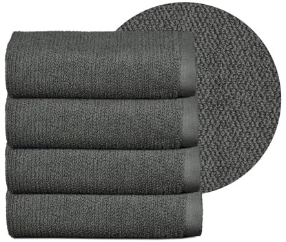 BEAUTEX Handtuch-Set Premium Frottier Sets Made in Europe, 100% Baumwolle 550g/m², Oeko-TEX Zertifiziert (Set: 4 Gästetücher - 30x50 cm in Dunkelgrau)