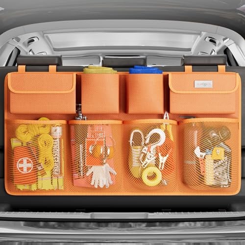 SURDOCA Auto Kofferraum Organizer für SUV, [7 Mal AKTUALISIERT] Auto Kofferraumtasche, Autozubehör Innenraum, Platzsparexperte, Orange L