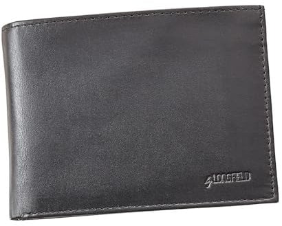 by LONGFIELD Kombi-Geldbörse - Herren Portemonnaie, Rindsleder, RFID-Schutz, zweigeteiltes Schein- und Münzfach / 12 Kartenfächer / 5 Einsteckfächer/Reißverschluss-Geheimfach (Schwarz)