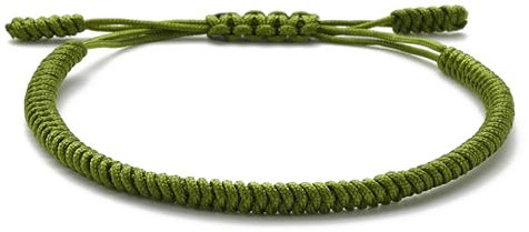LUCKY BUDDHIST - Glücksarmband + Anhänger/Halskette! Für Teen Männer Frauen - Geflochtene Freundschaftsarmbänder - Mit Liebe handgefertigt - Tibet Stil - Einstellbares Handgelenk Armband (Tarngrün)