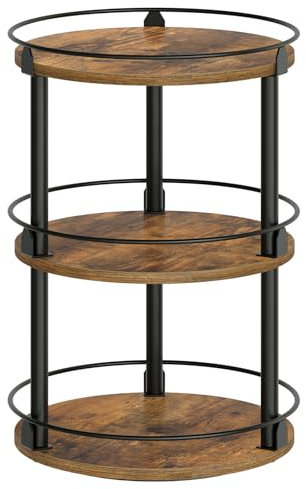 YATINEY Étagère à Épices, Organisateur Pivotant, Plateau Rond à 3 Niveaux, Plateau à Épices Rotatif, pour comptoir de Cuisine, Table à Manger, Coiffeuse, Bureau, Marron Rustique et Noir XSR23BR