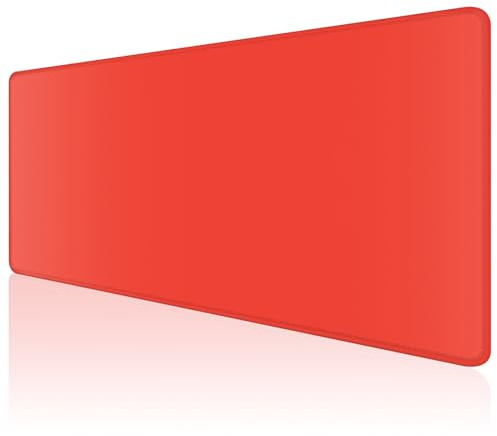 Dapesuom Large Gaming Mouse Pad, Extended Mouse Mat with Stitched Edges, Full Size Keyboard Pad with Non-Slip Base, Big XXL Computer Desk Mats for Gamer, Laptop, Office, 90 x 40 cm, Red