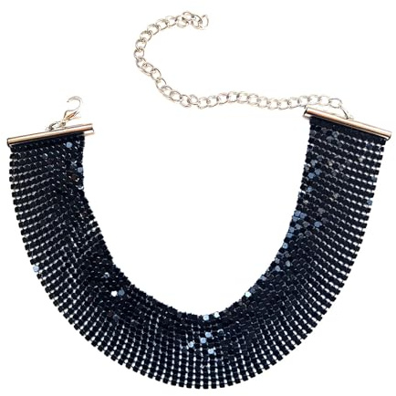 Dishowme Pailletten Choker Halskette breite Metall Pailletten Halsband Hip-Hop Punk Halskette Schmuck für Frauen Mädchen