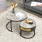 Merax 2er Set Couchtisch Rund Platte aus grauem Marmorplatte und Schubladen aus Massivholzorplatte Couchtisch Rund sofatisch rund runder Tisch Wohnzimmer