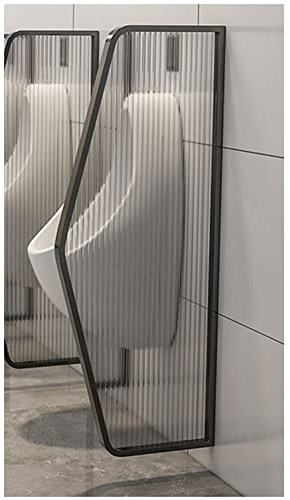 NOALED Urinal-Sichtschutz-Toilettentrennwand, Urinal-Sichtschutzplatten, wandmontierter Urinal-Trennschutz, Edelstahlrahmen und durchscheinende Glasscheibe