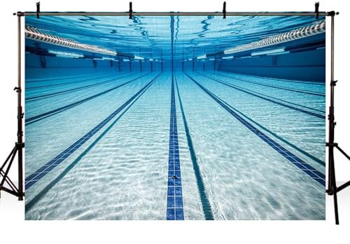 MEHOFOND 7x5ft Blue Swimming Pool Photography Background Sports Theme Swimming Competition Fitness Exercise Background Boys Girls Adult Professional Portrait Photo Studio Props