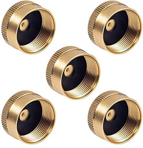 MOLERRI 5 StüCk NachfüLlen Kappe Aus Massivem Messing 1 LB Propan Flaschen Verschluss Gas Tank Zylinder Verschluss Kappe Schutz Kappe für Den AußEnbereich Ofen
