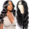 Body Wave U Part Wig Human Hair For Women Brazilian Virgin Human Hair No Sew In No Glue Wig Human Hair 2x4 Upart Human Hair Wig 150% Density Natural Color 18 Inch