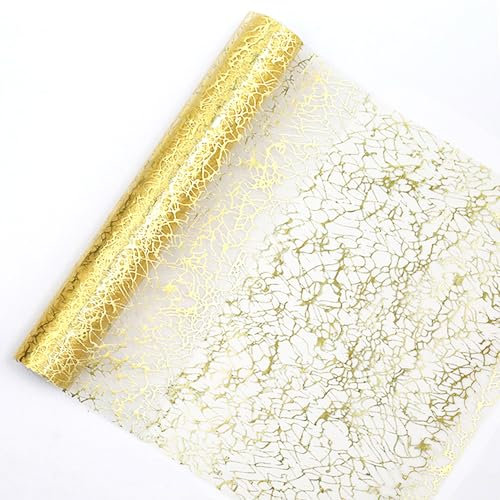 Tischläufer Organza Glänzend Gold,Polyester Tischband,Tischdeko für Party,Hochzeit,Geburtstage,Kommunion(28cm x 5Yards)