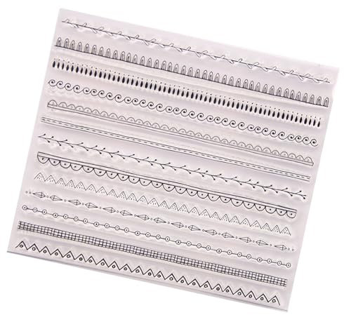 Blumenblatt-Spitzenlinie, Transparente Gummistempel, Randkante, Retro-Vintage-Stil, Wiederverwendbar, Transparente Silikon-Stempelsiegel