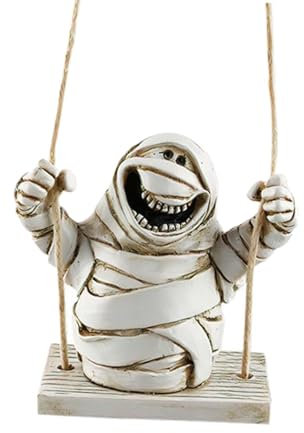 Sharplace Hängende Halloween-Mumien-Dekoration, schwingendes Skelett, Dekoration, Kunstharz, gruselige Skulptur, Baumschmuck, Figur