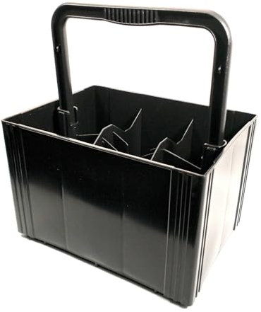 SOFT-PLAST Robuster Bierträger für 6 Flaschen, 27x23,5x15 cm – Tragbarer Getränkehalter aus Kunststoff in Rot, Ideal für Veranstaltungen, Picknicks und Partys Verfügbar in Rot und Schwarz (Schwarz)