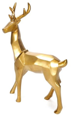 Bubble Store Großer Deko-Hirsch, Skulptur im modernen Design, Herbst- und Weihnachtsfigur, Kunstharz, Höhe ca. 36,8 cm (Gold)