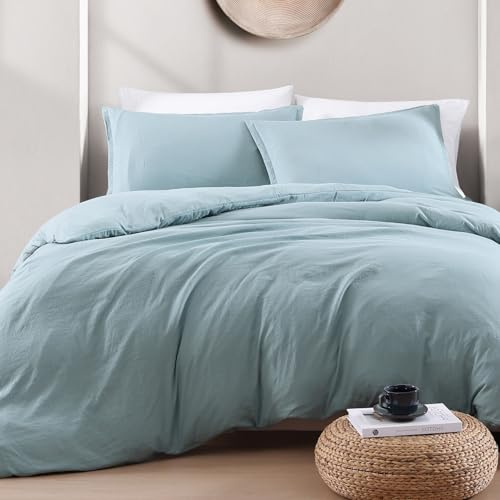 LANE LINEN Double Duvet Cover Set French Blue - Pre Washed Soft Microfibre Polyester Duvet Cover with Pillow case - Bedding Quilt Cover Set