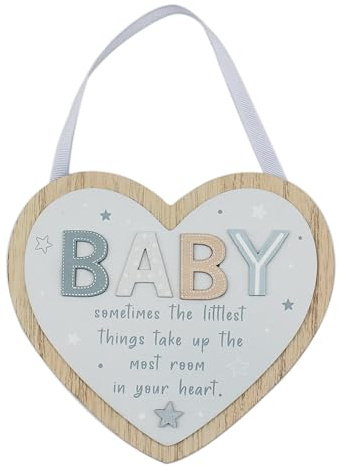 Lesser & Pavey Love & Affection Baby Hanging Wooden Heart Plaque Blue For Home Decor & Gift | Wooden and Acrylic Plaques For Home and Office | Ideal Signs & Plaque Birthday Gifts For Women & Men