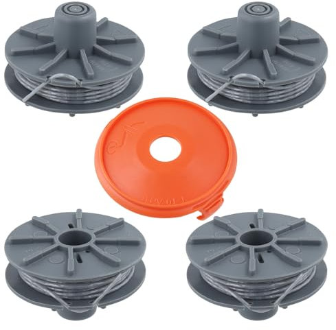 4 Stück Rasentrimmer Fadenspule 5307-20 für Gardena Ersatzfadenspule Φ1,65mm 6,1m Art für Gardena EasyCut ComfortCut PowerCut SmallCut mit Trimmerabdeckung