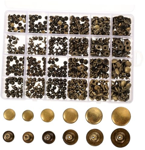 SHINEOFI 360piezas Remaches Metálicos Redondos Tubulares De Doble Tapa Para Reparación De Bolsos y Zapatos Remaches Decorativos Para Ropa y Cinturones