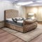 MOORCROFT BEDS Luxury Sleigh Ottoman Storage Bed Frame With Mattress Chesterfield Upholstered in Plush Velvet With Headboard - Divan Gas Lift (Beige, 4FT6 Double Storage With Mattress)