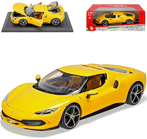 alles-meine.de GmbH Ferrari 296 GTB Coupe Gelb Ab 2022 1/18 Burago Modell Auto mit individiuellem Wunschkennzeichen