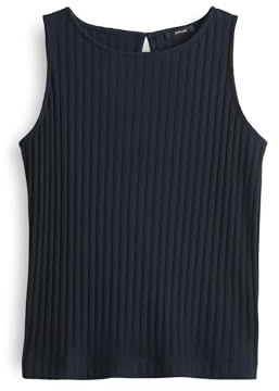 OPUS Damen Top | Jerseytop IPOMA Slit Regular in Rippstruktur Coal Blue, 36