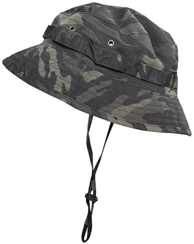 Camouflage-Sonnenhut für Herren und Damen, faltbar, UV-Schutz, Boonie-Hüte für Wandern, Strand, Angeln, Sommer, Safari-Bush, Schwarz-Camo, Einheitsgröße