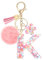 JSRQT Portachiavi con Iniziale K Rosa per Donne Ragazze, Nome Portachiavi Lettere dell'alfabeto in Resina a Fiore con Ciondoli a Pompon, Carino Ciondolo alla Moda Key Chain per Borse e Zaini