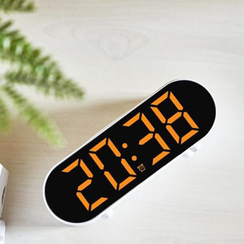 EasyByMall Digitaler Wecker mit kabellosem Laden, multifunktionale Uhr, Nachttischuhr, schnelles Aufladen, mobiler Wecker, für Schlafzimmer, Reisen (Orange)