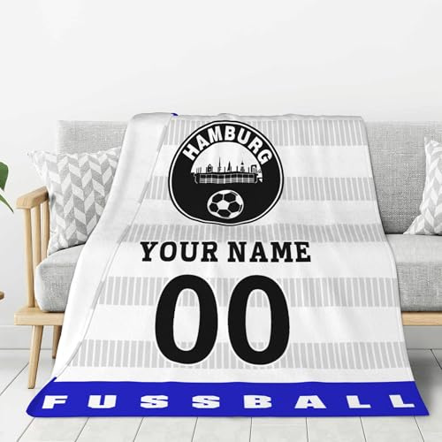 WeiaiziY HSV Personalisierte Decke,Kuscheldecke mit Namen&Nummer,Hamburger Flauschige Decke für Stadion, Couch & Wohnzimmer,HSV Fanartikel Geschenk -102x127 cm, 127x153 cm, 153x204 cm