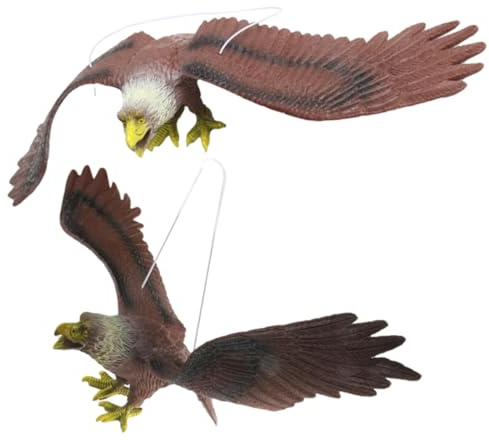 DIYEAH 2 Stück Große Realistische Greifvogel Attrappe zum Aufhängen | Gartendeko Vogelabwehr Greifvogel Nachbildung Wetterfest für Baum Rasen und Außenbereich als Effektive