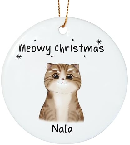 Weihnachtsanhänger personalisiert für Katzenbesitzer, Weihnachtskugel für Katzenliebhaber, Baumschmuck mit Katze zum Nikolaus Weihnachten, Christbaumschmuck Weihnachtsbaum Anhänger