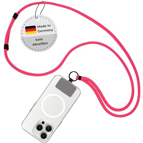 Closd Handykette, Handykordel, reißfest, absolut sicher, mit Schlüsselring, universal für jede Handyhülle, Made in Germany