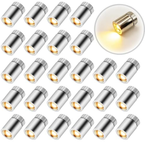 30 STK Mini LED Lichter für Puppenhäuser,Micro LED Licht Warmweiß | Miniatur Lichter mit 50 Kleber,Micro LED Licht für Puppenhaus Partydekoration Wichtelhaus Beleuchtung Vitrinen Spielzeug