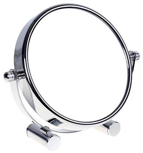 HIMRY® Espejo de Baño 6'' Aumento 5X para Afeitar y Maquillar, Espejo Compacto para Viajar, Espejo de Mesa, con Doble Cara? 1x y 5X Ampliación, Rotación 360 Grados, 6 Pulgadas, Plateado, KXD3142-5x