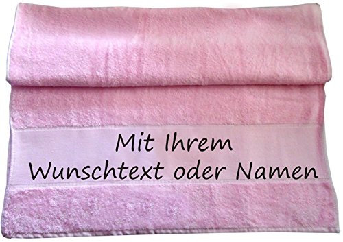 Druckreich Badetuch mit Ihrem Wunschtext oder Namen 140 x 70 cm/Fb. Rosa