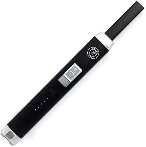 Martian Made® Electric Arc Lighter | Martian Fire Black | Double Safety Lock, Flameless & Windproof | Charge Indicator | Great for Candles, Hobs, Cookers & BBQs