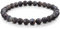 FABACH Labradorit Perlenarmband mit 6mm Edelstein-Perlen und 925 Sterling Silber Logo-Perle - Edles Naturstein Stretch-Armband für Damen (Grau-Schwarz)
