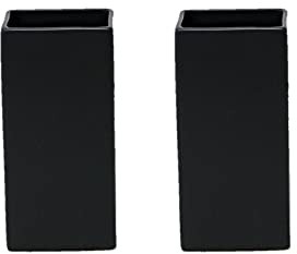 Serene Spaces Living Set of 2 Square Matte Black Ceramic Vase – Modern Black Square Vase Adds a Sleek Look to Any Space, Use for Home Décor, Event Centerpieces and Much More, 3” SQ x 6” H